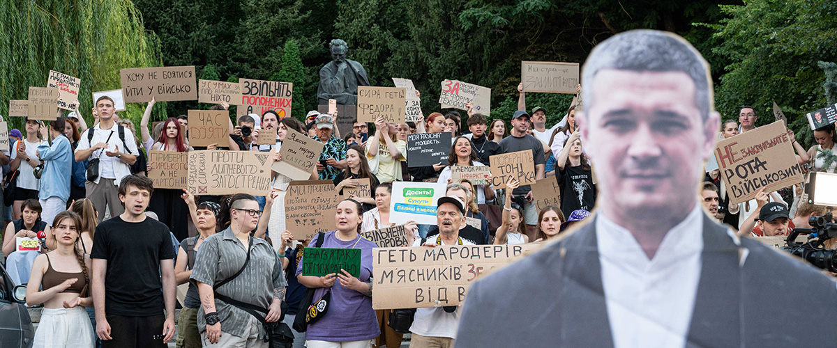 Protestaktion gegen die Entlassung von Mychajlo Fedorow in Kyjiw