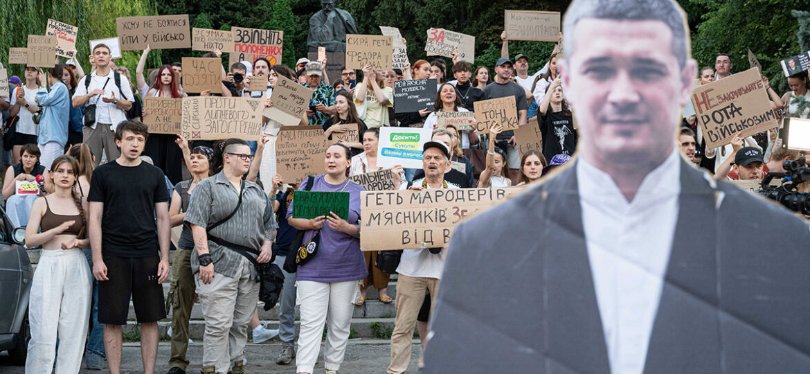 Protestaktion gegen die Entlassung von Mychajlo Fedorow in Kyjiw