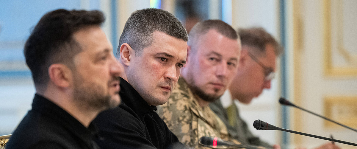 Der ukrainische Präsident Selenskyj und der Verteidigungsminister Mykhailo Fedorov nimmt am 11. Mai 2026 in Kyjiw an einem Treffen zwischen einer ukrainischen und einer deutschen Delegation teil.