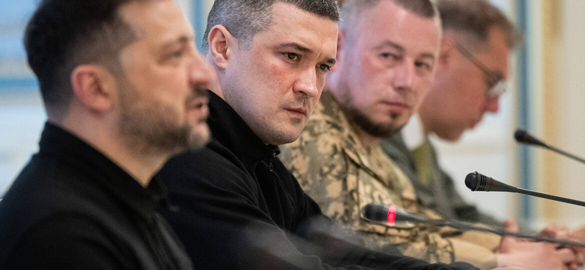 Der ukrainische Präsident Selenskyj und der Verteidigungsminister Mycha­jlo Fedorow nimmt am 11. Mai 2026 in Kyjiw an einem Treffen zwischen einer ukrainischen und einer deutschen Delegation teil.