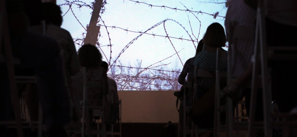 KYIV, UKRAINE - JUNE 9, 2020 - Guests watch a documentary by journalist Serhii Ivanov on the transformation of the IZOLY