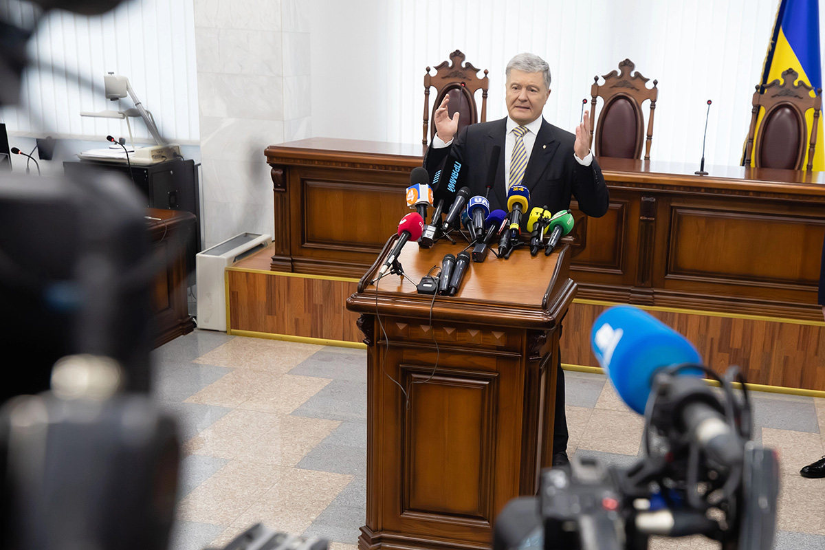 Fünfter Präsident der Ukraine, Petro Poroschenko, vor dem Appellationsgericht der Stadt Kyjiw
