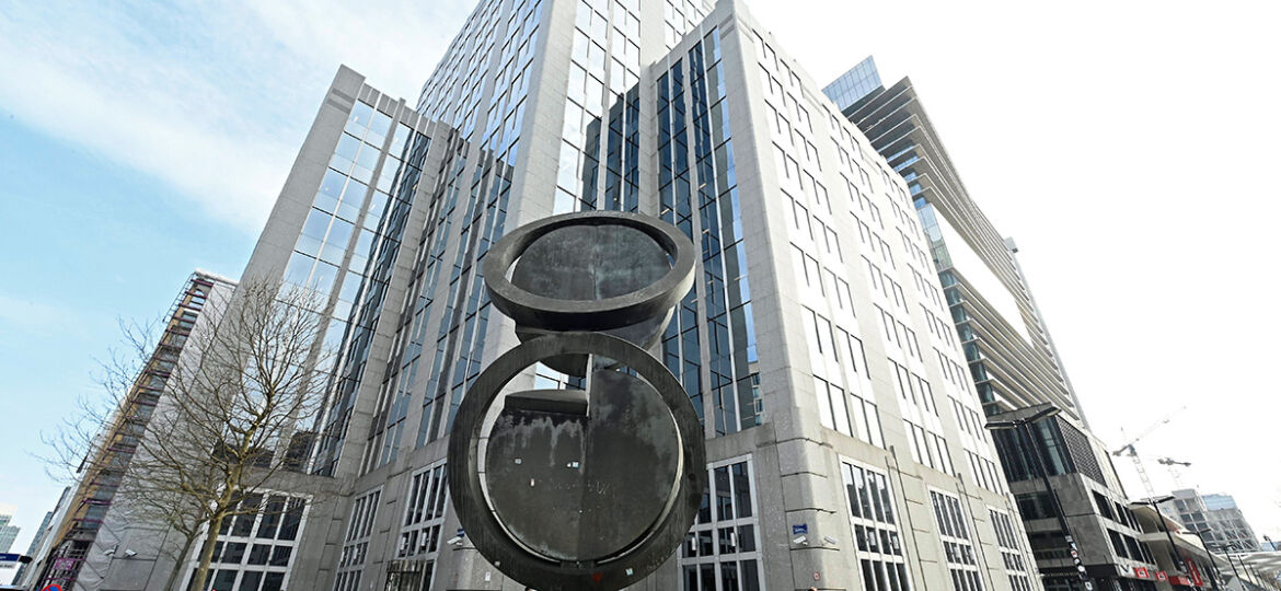 Gebäude des Finanzdienstleisters Euroclear in Brüssel, Belgien