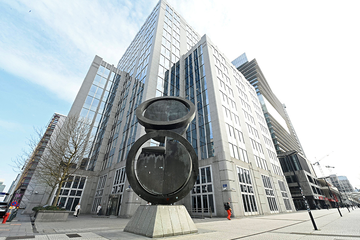 Gebäude des Finanzdienstleisters Euroclear in Brüssel, Belgien