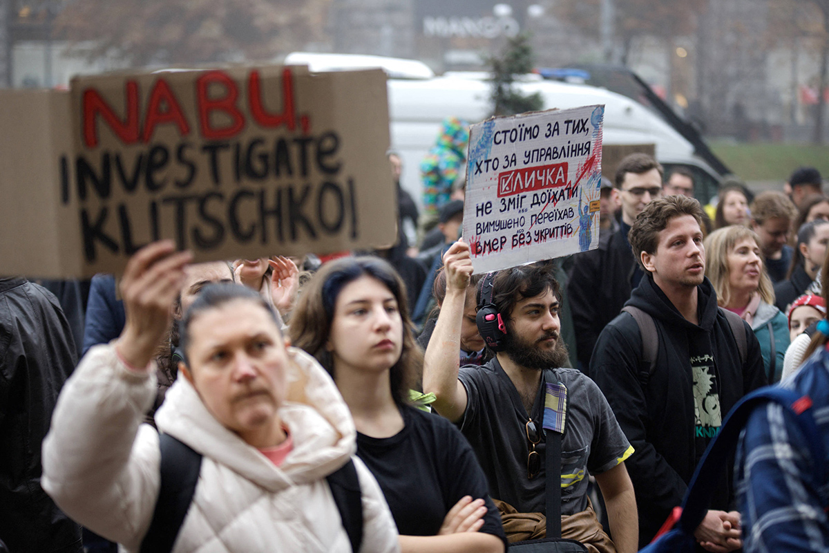 Demonstration gegen den Bürgermeister von Kyjiw, Vitali Klitschko